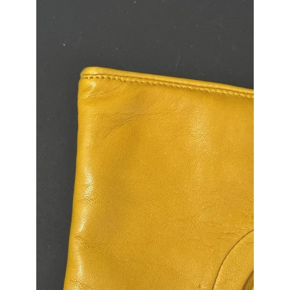 Coach Yellow Leather Quilted Bow Heart Wool Lined Gloves Size 8